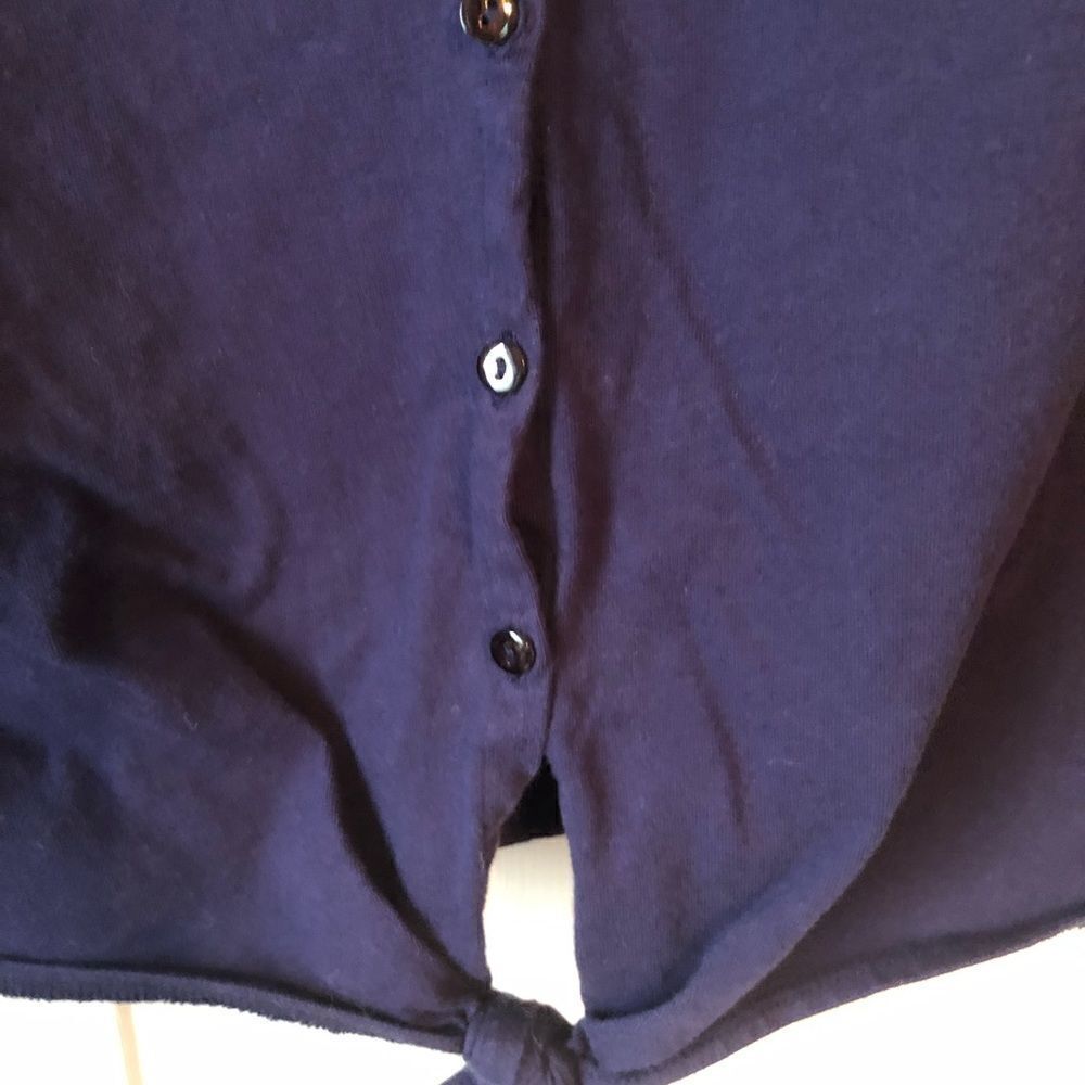 Anthropologie Navy Tie Front Top - Picture 4 of 9